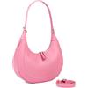 MoreFarther Borsa a Spalla in Vera Pelle per Donna, a Forma di Mezzaluna con Tracolla Regolabile (Borsa a Tracolla), Elegante per Tutti i Giorni, Shopping e Viaggio (Bianco)