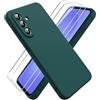 Ikziwreo Cover per Samsung Galaxy A36 5G, 2 Proteggi Schermo in Vetro Temperato,Custodia in Silicone Morbido TPU Liquido,Case Protettiva Gomma Antiurto - Verde Notte