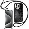 Foonary Cover con Cordino per Apple iPhone 15 Pro 6,1, Custodia con Laccio Collana Tracolla Aesthetic Disegni Morbido Silicone Necklace Regolabile Protettiva Corda Case per iPhone 15 Pro, Leopardata
