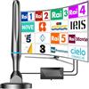 DGUPSP Antenna TV Interna Amplificata Potente-Antenna TV da Interno ed Esterno, 260+ Miglia Gamma Antenne Digitale Terrestre con Amplificatore Segnale, Supporta 4K 1080P DVB-T/DVB-T2 per Smart TVs