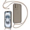 Coalbooliy Cover per iPhone 16 Plus 6,7 con Cordino per Cellulare, Custodia Silicone con Regolabile Collana Sottile Morbida Case Protezione della fotocamera Antiurto con Necklace, Cachi