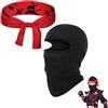 Hayaww Fascia Ninja Karate,Ninjas Party Favors Fascia per Karate,Ninja Rosse Guerriero,Cappuccio Maschera Testa Samurai,Costume Set Di Costumi,per Karate, Festa Di Compleanno,gioco di ruolo (A)
