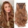 Cybelleza Extension Capelli Clip Mossi 48cm 6PCS Clip in Hair Extension per Capelli Ondulati a Clip Sintetici Lunghi Allugamento Effetto Naturale Ricci Full Head per Donna, Auburn chiaro