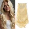 Cybelleza Extension Capelli Clip Mossi 48cm 6PCS Clip in Hair Extension per Capelli Ondulati a Clip Sintetici Lunghi Allugamento Effetto Naturale Ricci Full Head per Donna, Bleach Blonde
