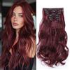 Gairyan Extension Capelli a Clip Ricci Vino Rosso 6PCS 52cm Posticci per Capelli Finti Extension con Clip Capelli Naturali Sintetici Clip in Hair Extensions Ondulati Lungo Mossi per Donna