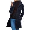 Generico Cappotto Donna Invernale Lana Lungo Elegante Cappotti Autunno e Invernale Cappottino Caldo Giacca Cardigan Doppiopetto Trench Coat Jacket Parka con Tasche Outdoor