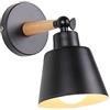Chao Zan Interno Moderno Lampada da Parete E27 Applique Camera da Letto Nordico Orientabile angolo Lampada a Muro Faretto da Muro Legno Metallo ferro Camera da letto Ristorante Caffetteria soggiorno (Nero)