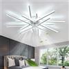 ZOMLBOF Grande Lampadario Ventilatore Con Telecomando, Dimmerabile Ventilatore a Soffitto Con Luce a 6 Velocità Moderno Reversibile Lampadario Con Ventilatore Da Soffitto Soggiorno Con Memoria, Bianco 90CM