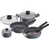 Lagostina Cucina Green Set di Pentole Antiaderenti, 8 Pezzi, 2 Padelle 24, 28 cm, Casseruola Manico Lungo 18cm, Casseruola Fonda 24cm, Wok 28cm, 3 Coperchi 18, 24, 28 cm, Anche Induzione