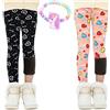 MZSYLK Set di leggings foderati in pile per ragazze, pantaloni termici spessi, in cotone, colorati, invernali, caldi, con stampa floreale, 02, 6-7 Anni
