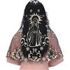 Bozidol Mantilla per Chiesa Cattolica, Velo di Pizzo Spagnolo, Velo per Messa da Cappella, Copricapo Cristiano con Fermagli per Capelli (Nero-Oro)