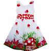 Sunny Fashion Vestito Bambina Fungo Fiore Erba Stampare Polka Punto Cintura Rosso 4 Anni