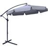 Easycomfort Ombrellone da Giardino 2.7x2.7 m a Braccio in Metallo con Tettuccio in Poliestere Regolabile e Apertura a Manovella, Grigio