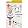 Avenue Mandarine PP039C- Bambolina da appendere, Laureen - 1 Bambolina in tessuto (H. 29cm) + 6 tubetti di pittura acrilica + 1 Pennello + 1 Pompon da incollare - Kit Creativo A partire dai 6 anni.