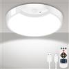 HOTUT Plafoniera a Batteria Ricaricabile USB con Sensore di Movimento, 3000K-6000K Lampada da Soffitto LED Dimmerabile, Plafoniera LED Soffitto per Camera da Letto, Cucina, Soggiorno, Balcone