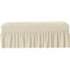 Gralara Copripanca Elasticizzato Copripanca in Seersucker con Gonna Protettore per da Pranzo Protettore Imbottito Coprisgabello Rettangolare per Arredam, Beige