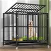 RUYICZB Gabbia per Cane Antimorso Kennel Cane con Ruote Esterno Grande Media Resistente Indistruttibile Box Gabbia per Cani Metallo Struttura Pesante Interno, 2 Chiavistelli,37.4 Lx25.6 Wx33.5 H