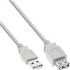 InLine 23883 Cavo USB 2.0, Prolunga, Type A, Maschio/Femmina, 0.5M Beige/Grigio