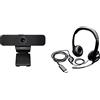 Logitech C925-E Business Webcam, Videochiamata HD 1080p/30fps, Correzione Luce, Autofocus & H390 Cuffie Cablate, Cuffia Stereo con Microfono Regolabile con Cancellazione del ‎‎Rumore