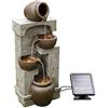 Teamson Home Funzione d'acqua a energia solare di Teamson, fontana per acqua da giardino interno o esterno, pentola a 4 livelli, cascata con pompa solare e luci a LED