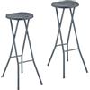 Relaxdays Sgabello Pieghevole, Aspetto Rattan, 80 cm, Senza Schienale, Bar e Bistrò, Resistente alle Intemperie, Grigio
