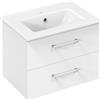 Yaheetech Mobile da Bagno Sospeso con Lavabo Integrato Lavatoio Bianco Moderno in Ceramica con 2 Cassetti Mobiletto con Lavandino Salvaspazio 61x39,5x45,5 cm