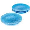Foodesign Set di 6 piatti Piani, Collezione Sfera, in Vetro Colorato Celeste e Sfere Decorative, Forma Irregolare, Ideale come Sotto piatto, dia 33 x H 2,5 cm