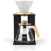 Beem Pour Over - Set di 4 tazze con filtro a mano in vetro effetto diamante, capacità 2, 0,5 l, con coperchio, struttura di alta qualità, base in silicone