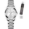 OLEVS Orologio da donna con quadrante a diamante, orologio al quarzo da donna, in acciaio inox, alla moda, impermeabile, orologio analogico per donne, regalo romantico per la fidanzata