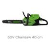 Greenworks Motosega barra 40cm 60v gd60cs40 senza batteria e caricabatteria