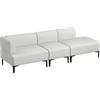 HOMCOM Divano Moderno Modulabile a 3 Sezioni, Divano Componibile in Tessuto con Gambe in Acciaio, 250x75x70cm, Bianco Crema