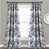 Lush Decor Tende da giardino botaniche con stampa floreale e uccellini, filtranti la luce, set per soggiorno, sala da pranzo, camera da letto (coppia), blu navy, 132 cm di larghezza x 213 cm di