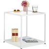 Relaxdays Tavolino da Divano con Ripiano in Vetro, Tavolo Quadrato da Soggiorno, in Acciaio, HLP: 50x50x50 cm, Bianco