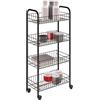 Metaltex Carrello portaoggetti Metaltex Pisa a 4 ripiani con ruote, multiuso per casa, cucina, bagno, ufficio e garage, nero, 41 x 23 x 84 cm