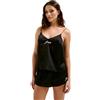Juicy Couture V-Neck Crop Cami Top-Pyjama Oberteil Shirt Schlafshirt Schlafanzugoberteil aus Satin Versch. Farben Parte Superiore del Pigiama, Nero, M Donna
