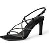 Amazon Essentials Sandali con Tacco a Spillo e Cinturino Donna, Cristalli Neri, 37.5 EU