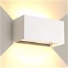 wisdom line 25W Applique Esterno Interno COB LED, Lampada da Parete Muro IP65 Impermeabile, Luce Bianco Caldo 3000K, in Alluminio Angolo Regolabile, Bianco