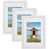 Atryinous Cornice portafoto A3,29,7 x 42, in legno MDF bianco, in vetro acrilico con passepartout in carta per formato A4,per appendere foto o poster, collage verticali o orizzontali set da 3