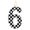 Gosknor Candele Compleanno a Tema Auto Corsa, Candele Compleanno con Numeri a Scacchi Candele Bianco e Nero Topper Torta Buon Compleanno Decorazioni Feste per Ragazzi Feste Tema Auto Corsa (Numero 6)
