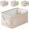 Mangata Scatola portaoggetti pieghevole in tela, cesto portaoggetti pieghevole per armadio e scaffale (Avorio, S - 4 Pack)