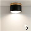 QHENS Faretti da Soffitto LED 12W con Sensore di Movimento, Plafoniera Faretto Soffitto in Alluminio Ø10.8cm 4000K, Rotondo Nero 230v, Montaggio a Superficie e a Incasso, per Scale/Corridoi/Entrata