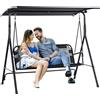 BAKAJI Dondolo da Giardino 3 Posti con Tettuccio Parasole Regolabile 172x110x155cm Nero