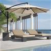 BAKAJI Ombrellone Giardino Decentrato 3x3 Mt Beige Palo Alluminio Gazebo Piscina
