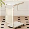 Shally Dogan Tavolino Ausiliario Bianco Ruote Design Moderno Letto Divano Borsa Portaoggetti