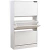 BAKAJI Scarpiera 3 Ante Ripiani Doppia Profondita Legno MDF 63x24x115 Bianco Frassinato
