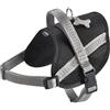 Bobby Easy Safe - Pettorina per cani con medaglietta, Taglia XXS, in Nylon Riflettente con Copri Manto, Chiusura a Fibbia regolabile, Grigio, Misura Giropetto 27-34 cm