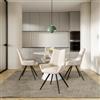 DEGHI Set 4 sedie bicolore in velluto beige e tessuto bouclé panna con gambe nere - Graham
