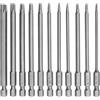 shwcbf Set di cacciaviti esagonali Torx, 11 pezzi, 100 mm, T6-T40, con manico esagonale da 1/4, utensili elettrici per avvitatore a batteria T20 T25 (11)