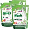 Winni's Naturel Detersivo Concentrato Lavaggio a Mano Piatti e Stoviglie Fragranza Lime Fiori di Mela Ipoallergenico Materie Prime Origine Vegetale Completamente Biodegradabili - 3 Buste da 1L