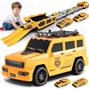 Varrotoy Giocattolo Camion Trasporto per Bambini,Auto Giocattolo Pista Portatile con 4 Auto da Corsa,Macchinine Giocattoli per Ragazzi,Regalo Auto per Bambini di 3 4 5 6 7 8 Anni